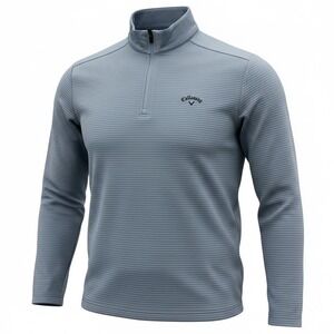 Callaway 1/4 Zip Pullover Mens L Large Blue Gray Opti-Dri Ribbed Golf Athleisure